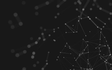 Noktaları ve çizgileri birleştiren soyut çokgen uzay düşük polyester arka plan. Bağlantı yapısı. 3d oluşturma