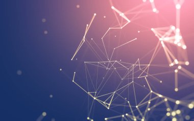 Noktaları ve çizgileri birleştiren soyut çokgen uzay düşük polyester arka plan. Bağlantı yapısı. 3d oluşturma