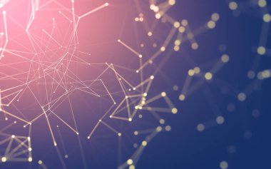 Noktaları ve çizgileri birleştiren soyut çokgen uzay düşük polyester arka plan. Bağlantı yapısı. 3d oluşturma