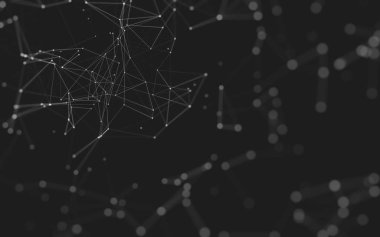 Noktaları ve çizgileri birleştiren soyut çokgen uzay düşük polyester arka plan. Bağlantı yapısı. 3d oluşturma