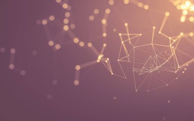 Noktaları ve çizgileri birleştiren soyut çokgen uzay düşük polyester arka plan. Bağlantı yapısı. 3d oluşturma