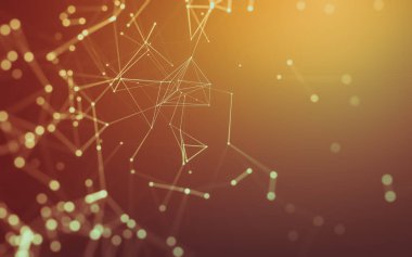 Noktaları ve çizgileri birleştiren soyut çokgen uzay düşük polyester arka plan. Bağlantı yapısı. 3d oluşturma