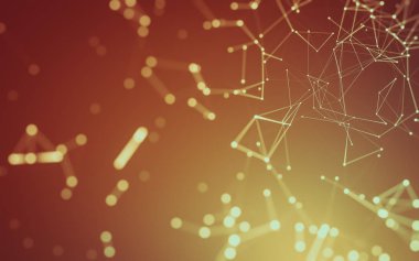 Noktaları ve çizgileri birleştiren soyut çokgen uzay düşük polyester arka plan. Bağlantı yapısı. 3d oluşturma