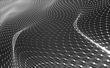 Noktaları ve çizgileri birleştiren soyut çokgen uzay düşük polyester arka plan. Bağlantı yapısı. 3d oluşturma