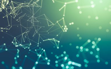 Noktaları ve çizgileri birleştiren soyut çokgen uzay düşük polyester arka plan. Bağlantı yapısı. 3d oluşturma