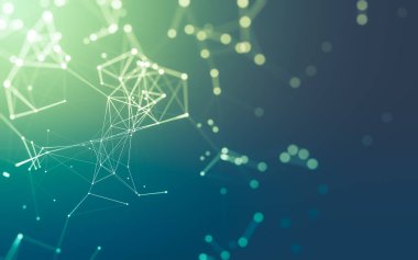 Noktaları ve çizgileri birleştiren soyut çokgen uzay düşük polyester arka plan. Bağlantı yapısı. 3d oluşturma