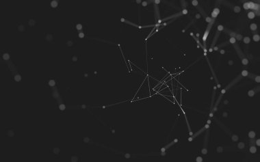 Noktaları ve çizgileri birleştiren soyut çokgen uzay düşük polyester arka plan. Bağlantı yapısı. 3d oluşturma