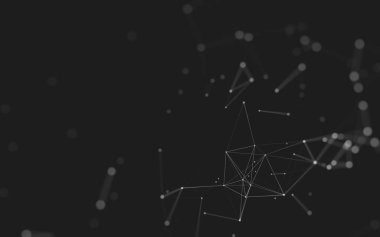 Noktaları ve çizgileri birleştiren soyut çokgen uzay düşük polyester arka plan. Bağlantı yapısı. 3d oluşturma