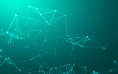 Noktaları ve çizgileri birleştiren soyut çokgen uzay düşük polyester arka plan. Bağlantı yapısı. 3d oluşturma