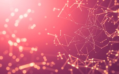 Noktaları ve çizgileri birleştiren soyut çokgen uzay düşük polyester arka plan. Bağlantı yapısı. 3d oluşturma