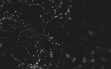 Noktaları ve çizgileri birleştiren soyut çokgen uzay düşük polyester arka plan. Bağlantı yapısı. 3d oluşturma