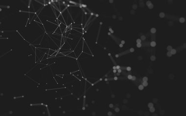 Noktaları ve çizgileri birleştiren soyut çokgen uzay düşük polyester arka plan. Bağlantı yapısı. 3d oluşturma