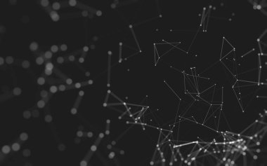 Noktaları ve çizgileri birleştiren soyut çokgen uzay düşük polyester arka plan. Bağlantı yapısı. 3d oluşturma