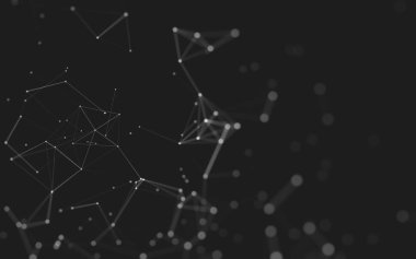 Noktaları ve çizgileri birleştiren soyut çokgen uzay düşük polyester arka plan. Bağlantı yapısı. 3d oluşturma