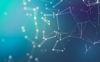 Noktaları ve çizgileri birleştiren soyut çokgen uzay düşük polyester arka plan. Bağlantı yapısı. 3d oluşturma