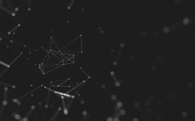 Noktaları ve çizgileri birleştiren soyut çokgen uzay düşük polyester arka plan. Bağlantı yapısı. 3d oluşturma