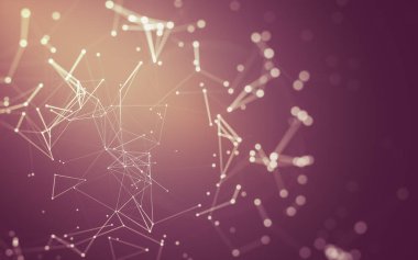 Noktaları ve çizgileri birleştiren soyut çokgen uzay düşük polyester arka plan. Bağlantı yapısı. 3d oluşturma