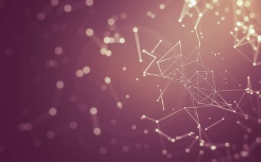 Noktaları ve çizgileri birleştiren soyut çokgen uzay düşük polyester arka plan. Bağlantı yapısı. 3d oluşturma