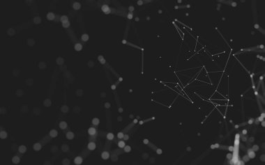 Noktaları ve çizgileri birleştiren soyut çokgen uzay düşük polyester arka plan. Bağlantı yapısı. 3d oluşturma