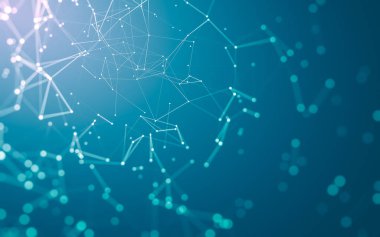 Noktaları ve çizgileri birleştiren soyut çokgen uzay düşük polyester arka plan. Bağlantı yapısı. 3d oluşturma