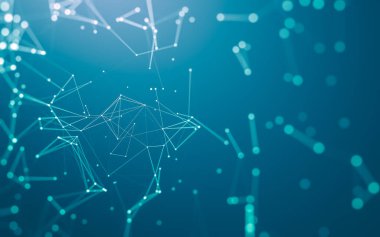 Noktaları ve çizgileri birleştiren soyut çokgen uzay düşük polyester arka plan. Bağlantı yapısı. 3d oluşturma