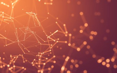 Noktaları ve çizgileri birleştiren soyut çokgen uzay düşük polyester arka plan. Bağlantı yapısı. 3d oluşturma