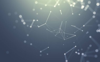 Noktaları ve çizgileri birleştiren soyut çokgen uzay düşük polyester arka plan. Bağlantı yapısı. 3d oluşturma