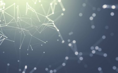 Noktaları ve çizgileri birleştiren soyut çokgen uzay düşük polyester arka plan. Bağlantı yapısı. 3d oluşturma