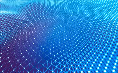 Noktaları ve çizgileri birleştiren soyut çokgen uzay düşük polyester arka plan. Bağlantı yapısı. 3d oluşturma