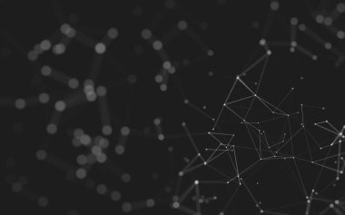 Noktaları ve çizgileri birleştiren soyut çokgen uzay düşük polyester arka plan. Bağlantı yapısı. 3d oluşturma