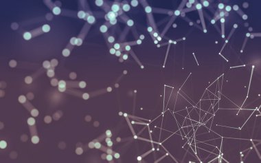 Noktaları ve çizgileri birleştiren soyut çokgen uzay düşük polyester arka plan. Bağlantı yapısı. 3d oluşturma