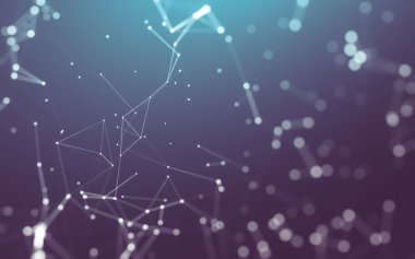 Noktaları ve çizgileri birleştiren soyut çokgen uzay düşük polyester arka plan. Bağlantı yapısı. 3d oluşturma