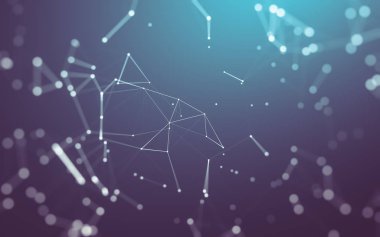 Noktaları ve çizgileri birleştiren soyut çokgen uzay düşük polyester arka plan. Bağlantı yapısı. 3d oluşturma