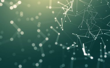 Noktaları ve çizgileri birleştiren soyut çokgen uzay düşük polyester arka plan. Bağlantı yapısı. 3d oluşturma