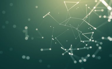 Noktaları ve çizgileri birleştiren soyut çokgen uzay düşük polyester arka plan. Bağlantı yapısı. 3d oluşturma