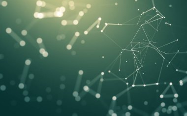 Noktaları ve çizgileri birleştiren soyut çokgen uzay düşük polyester arka plan. Bağlantı yapısı. 3d oluşturma