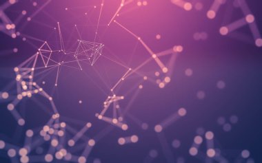 Noktaları ve çizgileri birleştiren soyut çokgen uzay düşük polyester arka plan. Bağlantı yapısı. 3d oluşturma