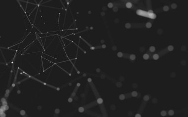 Noktaları ve çizgileri birleştiren soyut çokgen uzay düşük polyester arka plan. Bağlantı yapısı. 3d oluşturma