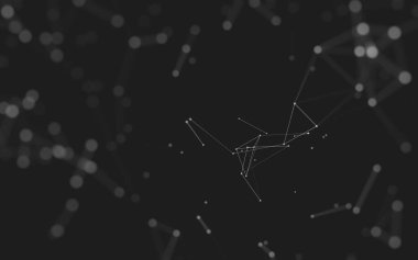 Noktaları ve çizgileri birleştiren soyut çokgen uzay düşük polyester arka plan. Bağlantı yapısı. 3d oluşturma