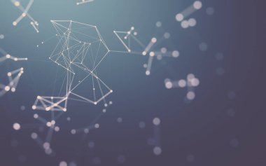 Noktaları ve çizgileri birleştiren soyut çokgen uzay düşük polyester arka plan. Bağlantı yapısı. 3d oluşturma