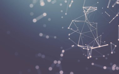 Noktaları ve çizgileri birleştiren soyut çokgen uzay düşük polyester arka plan. Bağlantı yapısı. 3d oluşturma