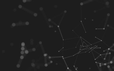 Noktaları ve çizgileri birleştiren soyut çokgen uzay düşük polyester arka plan. Bağlantı yapısı. 3d oluşturma