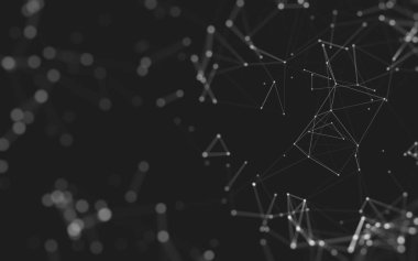 Noktaları ve çizgileri birleştiren soyut çokgen uzay düşük polyester arka plan. Bağlantı yapısı. 3d oluşturma