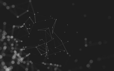 Noktaları ve çizgileri birleştiren soyut çokgen uzay düşük polyester arka plan. Bağlantı yapısı. 3d oluşturma