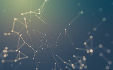 Noktaları ve çizgileri birleştiren soyut çokgen uzay düşük polyester arka plan. Bağlantı yapısı. 3d oluşturma