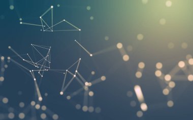 Noktaları ve çizgileri birleştiren soyut çokgen uzay düşük polyester arka plan. Bağlantı yapısı. 3d oluşturma