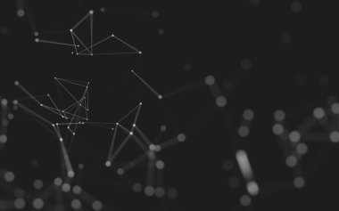 Noktaları ve çizgileri birleştiren soyut çokgen uzay düşük polyester arka plan. Bağlantı yapısı. 3d oluşturma