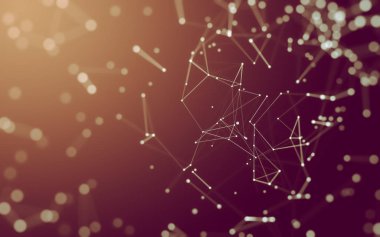 Noktaları ve çizgileri birleştiren soyut çokgen uzay düşük polyester arka plan. Bağlantı yapısı. 3d oluşturma