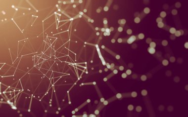 Noktaları ve çizgileri birleştiren soyut çokgen uzay düşük polyester arka plan. Bağlantı yapısı. 3d oluşturma