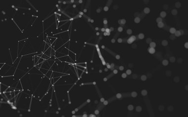 Noktaları ve çizgileri birleştiren soyut çokgen uzay düşük polyester arka plan. Bağlantı yapısı. 3d oluşturma